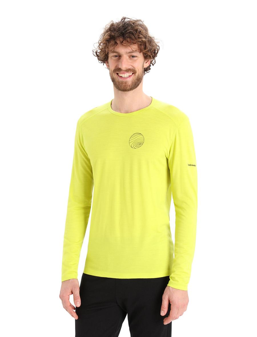 Shine Men's Icebreaker Merino 200 Oasis Long Sleeve Crewe Alps 3D Base Layers | USA 1350KORI